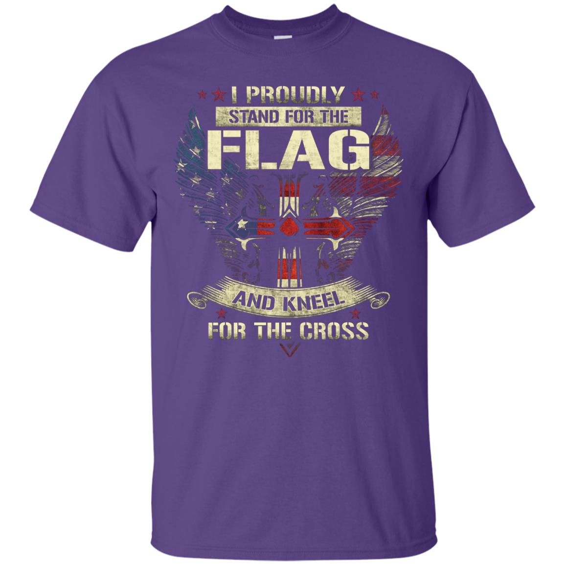 I Proudly Stand For The Flag And Kneel For The Cross Christian Shirt Purple