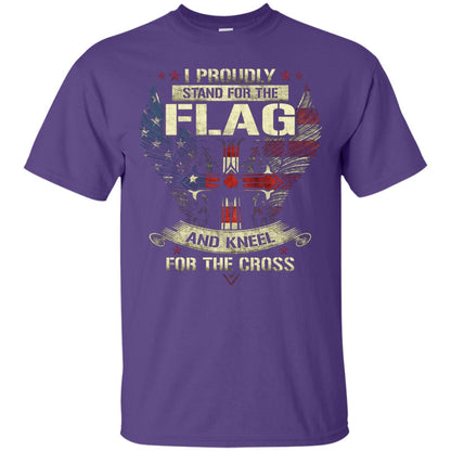 I Proudly Stand For The Flag And Kneel For The Cross Christian Shirt Purple