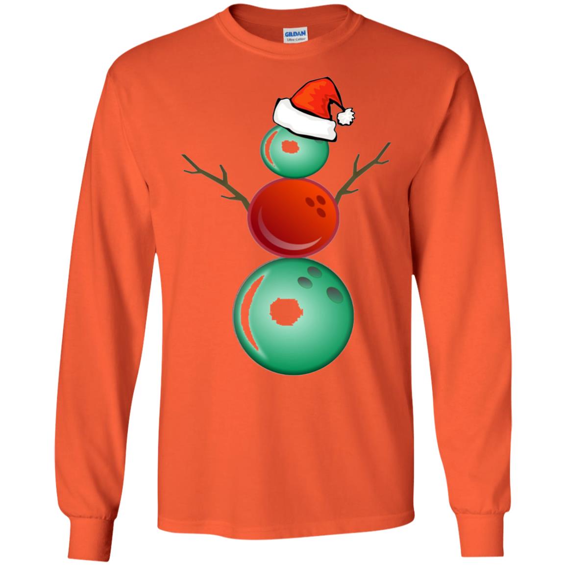 Funny Christmas Shirts Bowling Snowman Orange