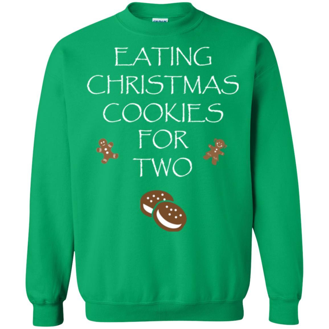 Christmas T-shirt Eating Christmas Cookies For Two Irish Green