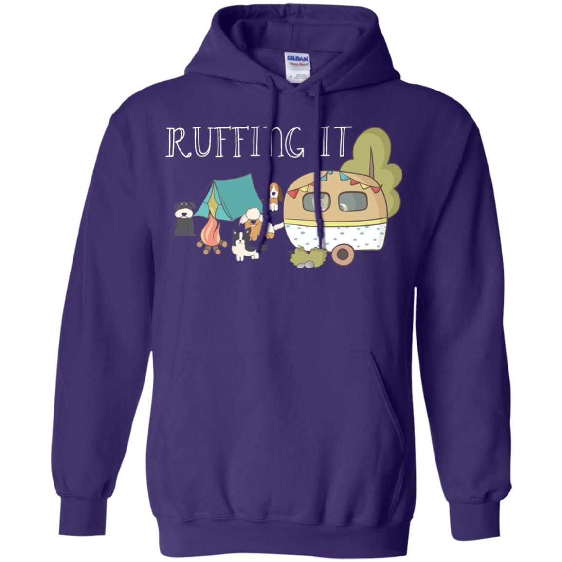 Ruffing It Camping With Dogs Camper T-shirt Purple