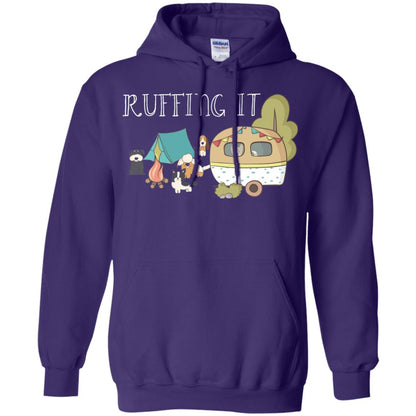 Ruffing It Camping With Dogs Camper T-shirt Purple