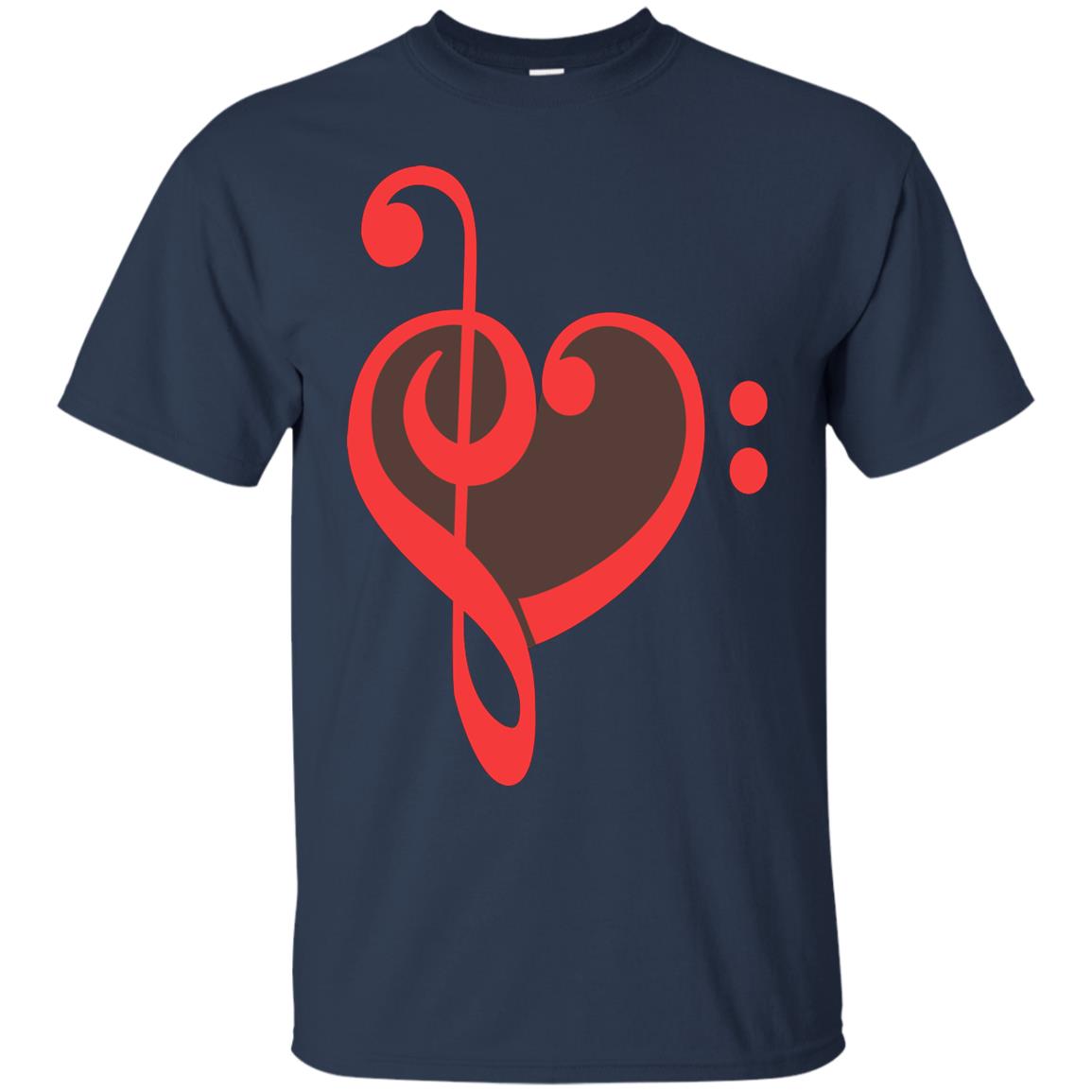 Heart Bass Clef Heart Music Lovers Shirt Navy