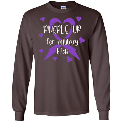 Purple Up For Military Kids Shirt Dark Chocolate