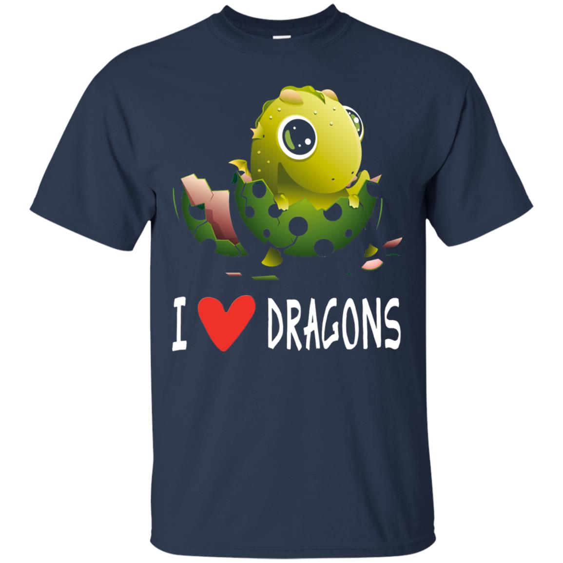 I Love Dragons Baby Dragon Lover Shirt Navy
