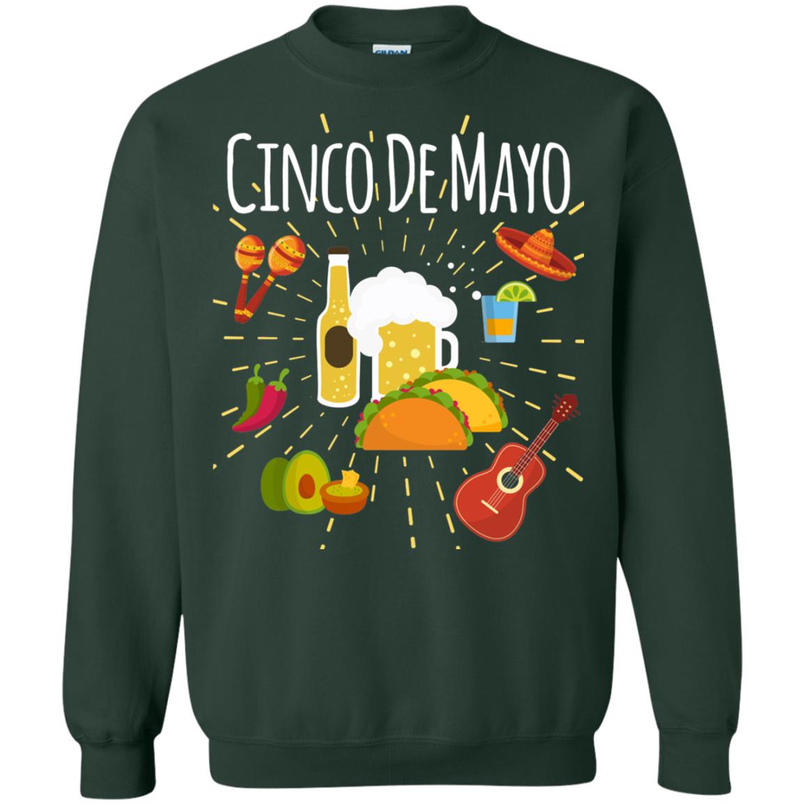 Cinco De Mayo Beer Tacos Guitar Mexico Shirt Forest Green