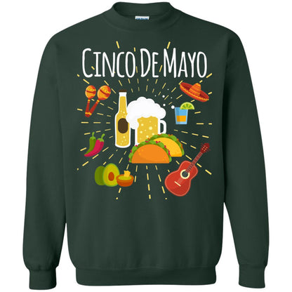 Cinco De Mayo Beer Tacos Guitar Mexico Shirt Forest Green