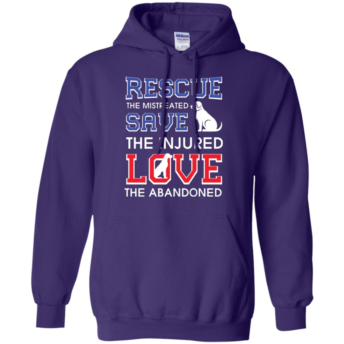 Dog Lover T-shirt Rescue The Mistreated Save The Injured Love The Abandoned Purple