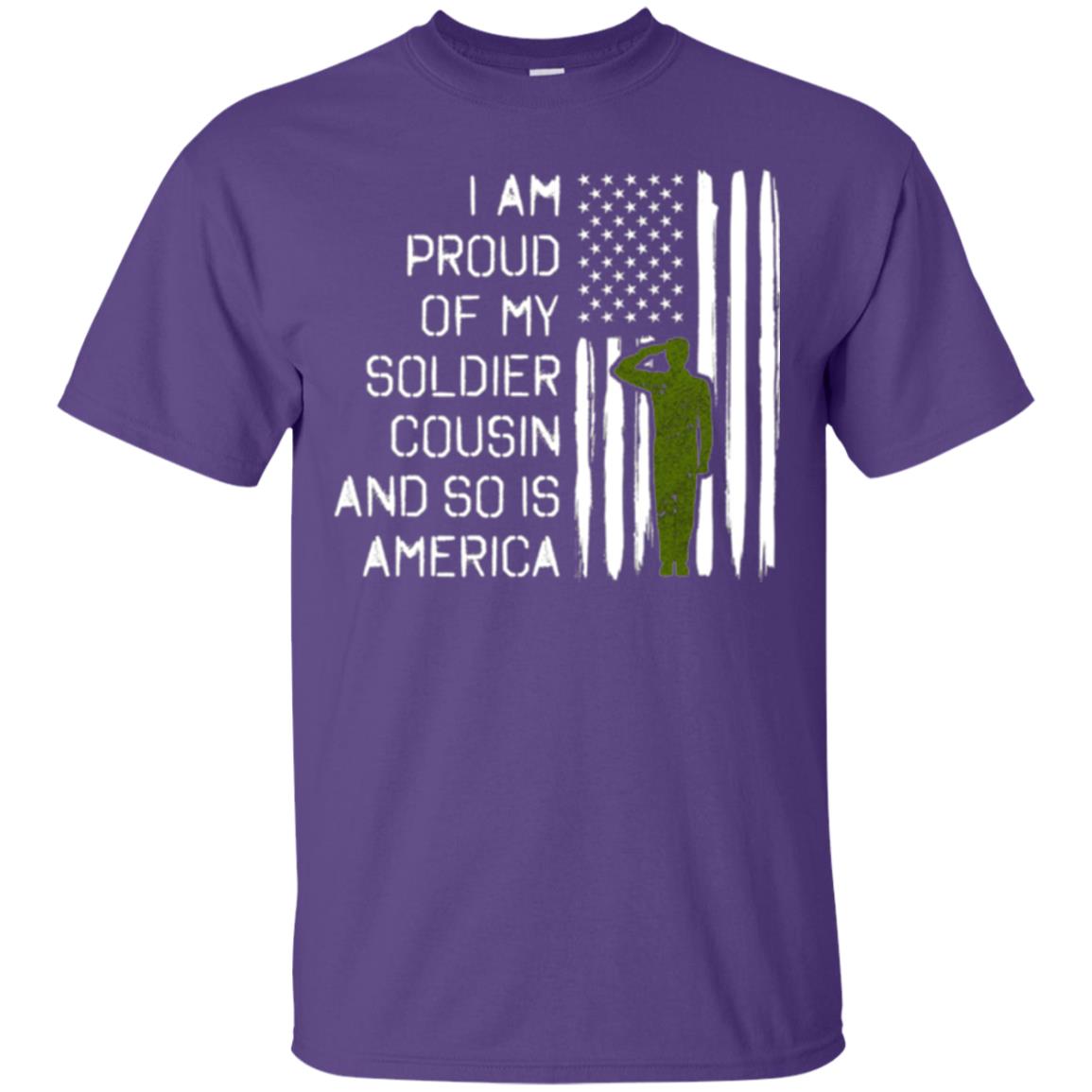 Military T-shirt I A Am Proud Of My Soldier Cousinn And So Is America Purple