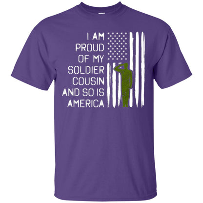 Military T-shirt I A Am Proud Of My Soldier Cousinn And So Is America Purple