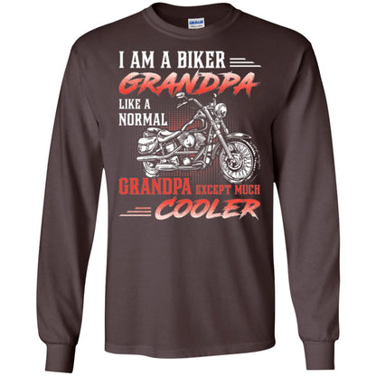 Papa T-shirt I Am A Biker Grandpa Like A Normal Dark Chocolate