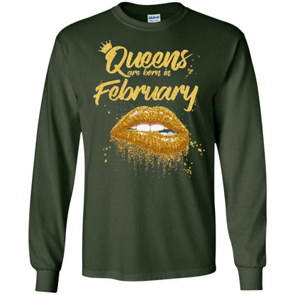 Black Women T-shirt Queens Are Born In February Birthday Forest Green