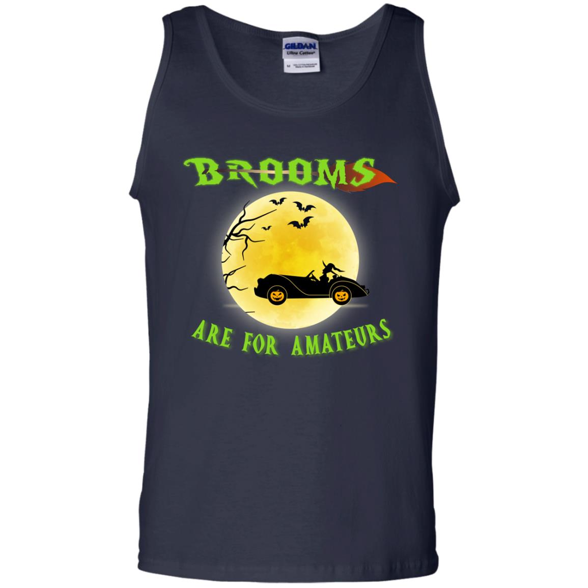 Brooms Are For Amateurs Witches Drive Car Funny Halloween Shirt Navy