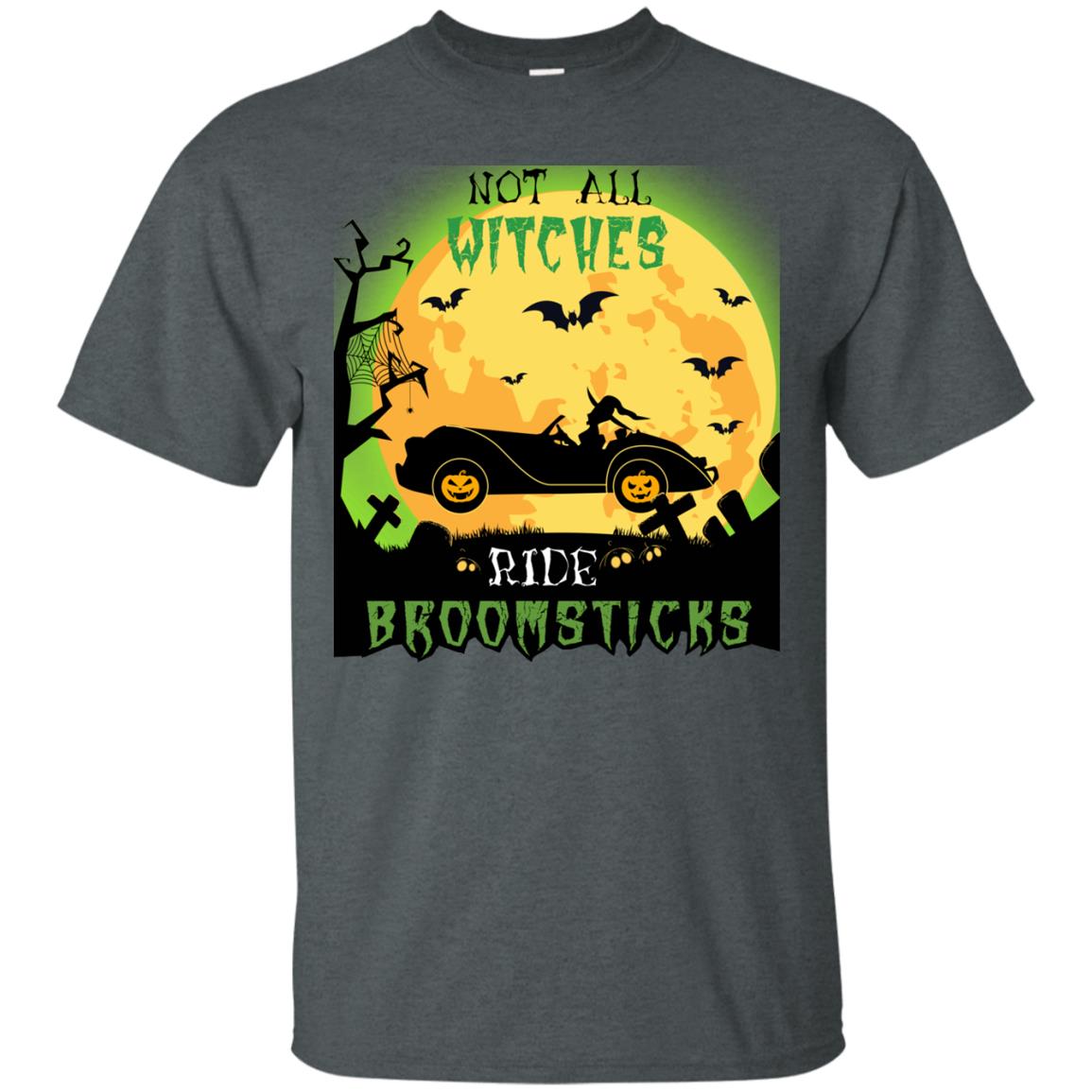 Not All Witches Ride Broomsticks Witches Drive Car Funny Halloween Shirt Dark Heather