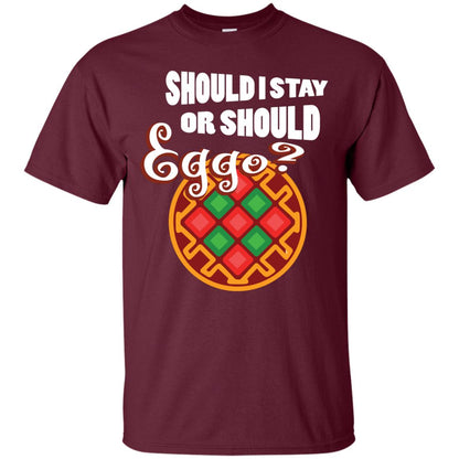 Waffle Lover T-shirt Should I Stay Or Should Eggo Maroon