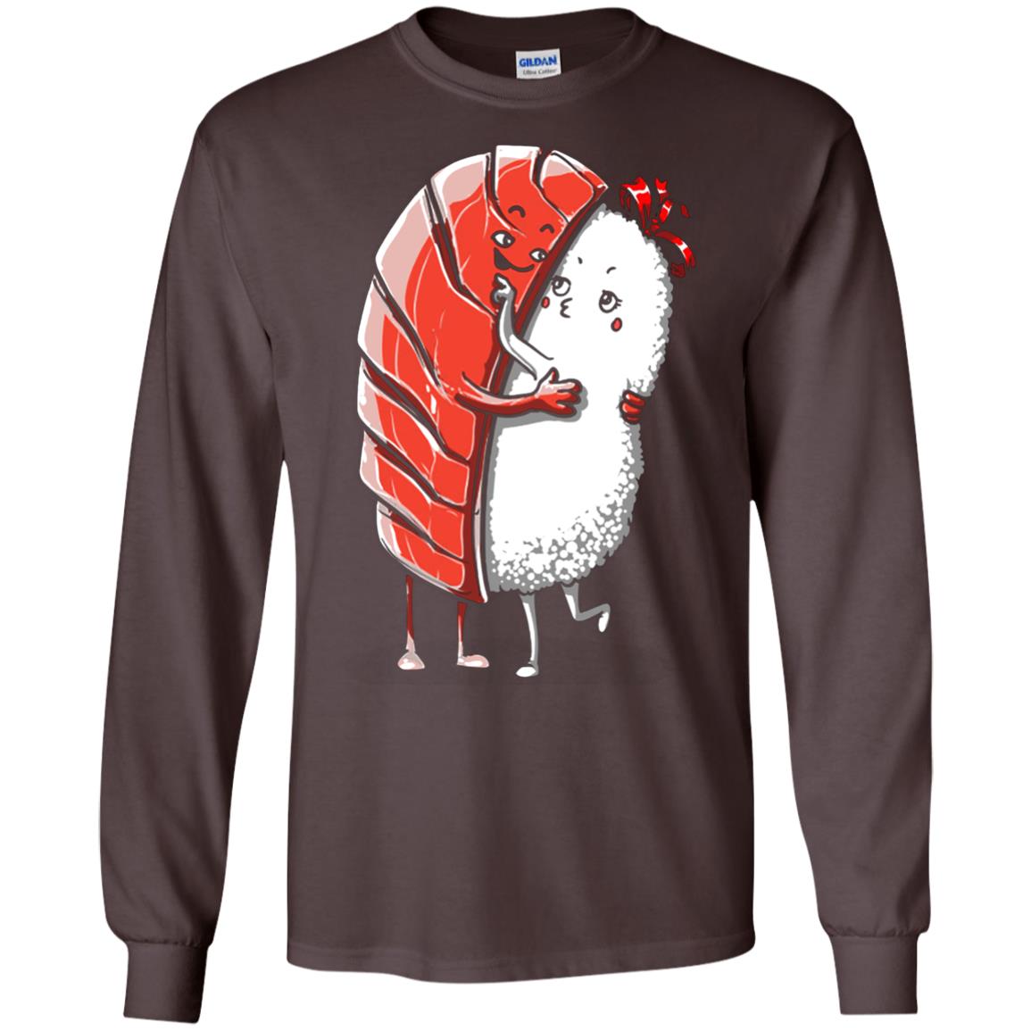 Sushi Lover T-shirt Salmon Sashimi Sushi Hug Love Dark Chocolate
