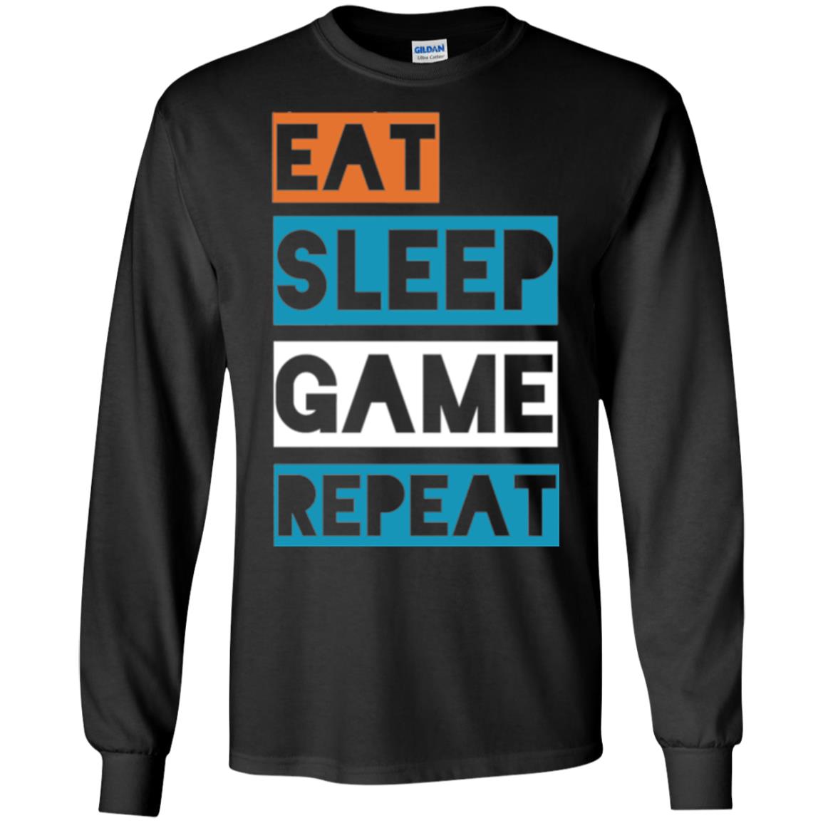 Eat Sleep Game Repeat Video Gamer Player T-shirt Black