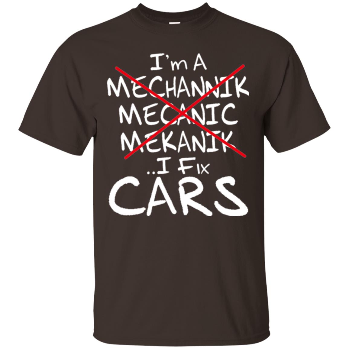 Mechanic T-shirt I Fix Cars Dark Chocolate