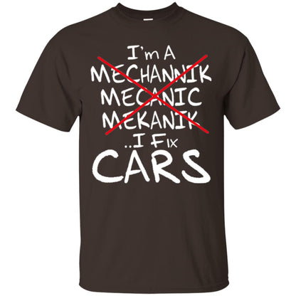 Mechanic T-shirt I Fix Cars Dark Chocolate