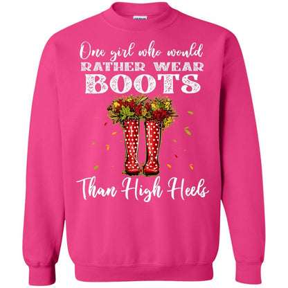 One Girl Who Would Rather Wear Boots Than High Heels Shirt Heliconia