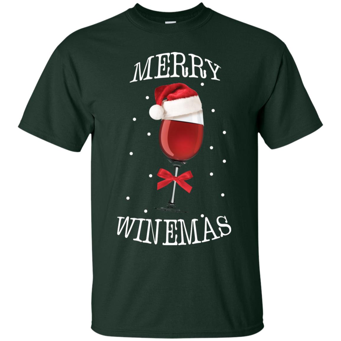 Merry Wine-mas X-mas Wine Drinking Lovers Gift Shirt Forest