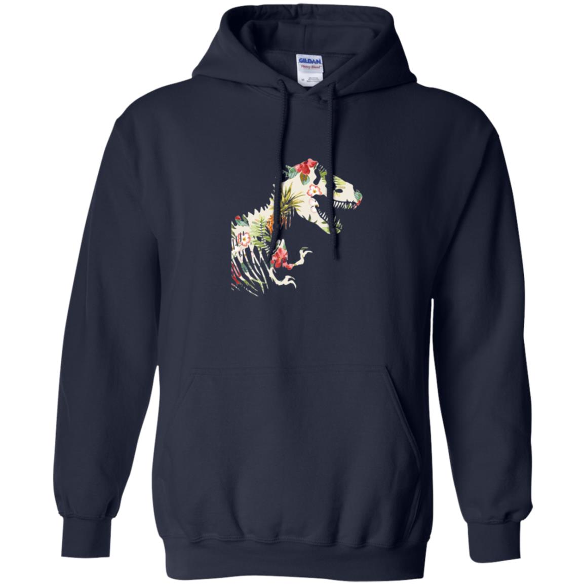 Dinosaur T-shirt Floral Tropical Hawaiian Pattern T Rex Navy