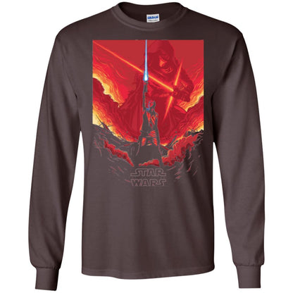 Film T-shirt Star Wars Last Jedi Rey Saber Reach Red Poster Dark Chocolate