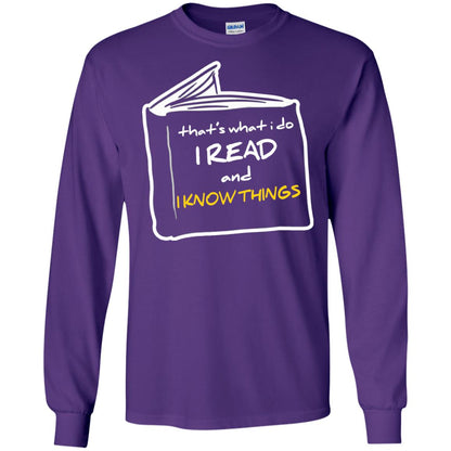 Book Lover T-shirt That's What I Do I Read And I Know Things Purple