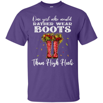One Girl Who Would Rather Wear Boots Than High Heels Shirt Purple