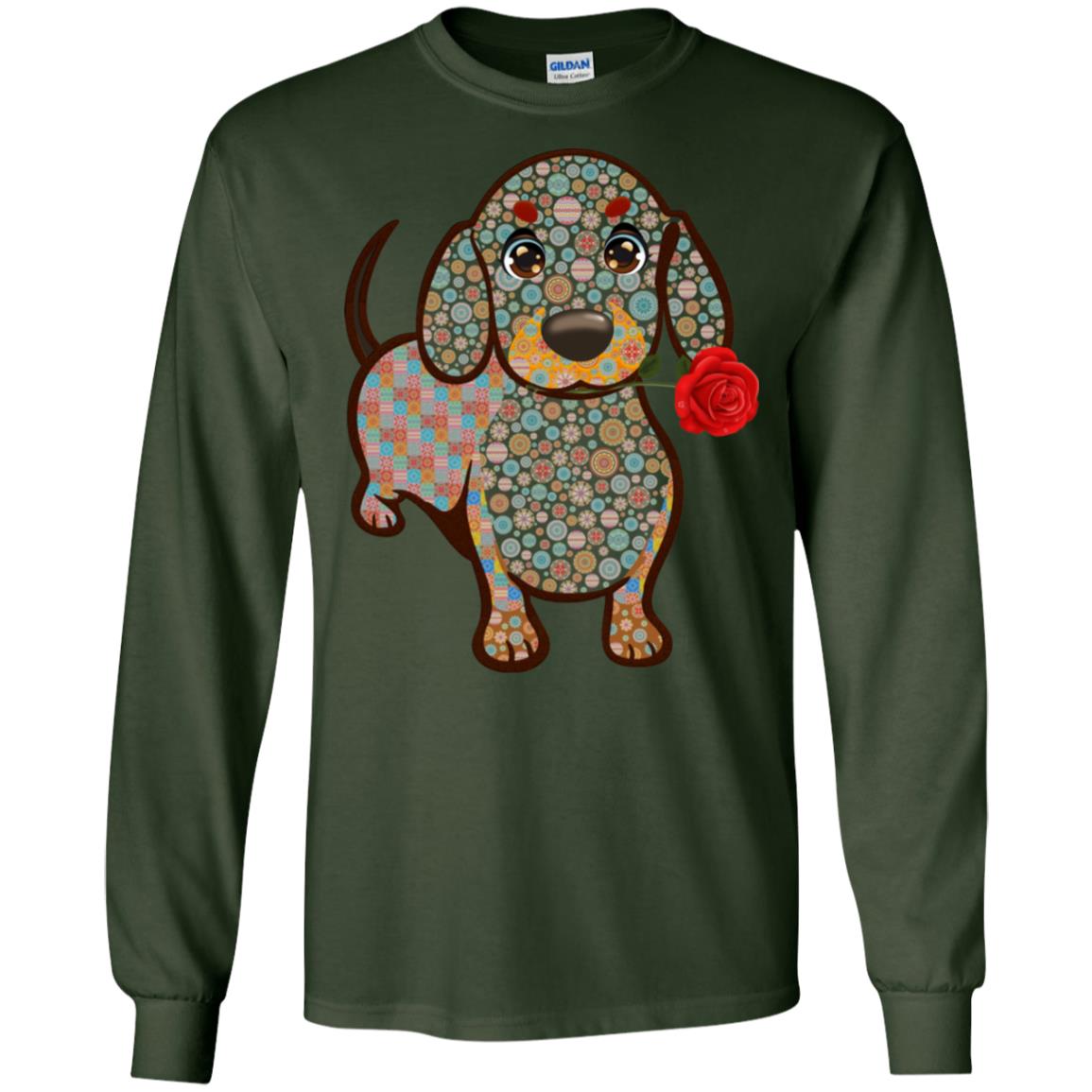 Dachshund Quilts Idea Gift Shirt For Mens Womens Forest Green