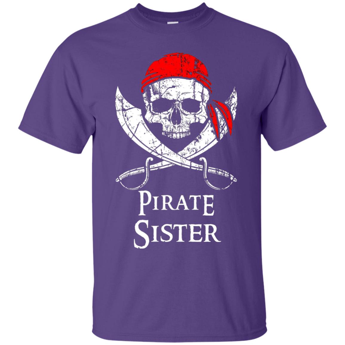 Family T-shirt Pirate Sister Jolly Roger Skull Crossbones Purple
