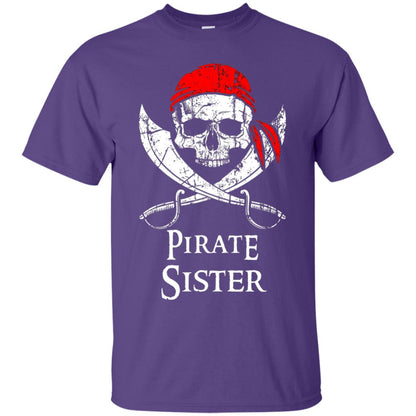 Family T-shirt Pirate Sister Jolly Roger Skull Crossbones Purple