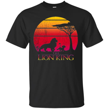 Cartoon T-shirt Lion King Vintage Sunset Black