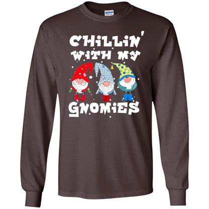 Chillin' With My Gnomies X-mas Gift Shirt For Mens Womens Kids Dark Chocolate