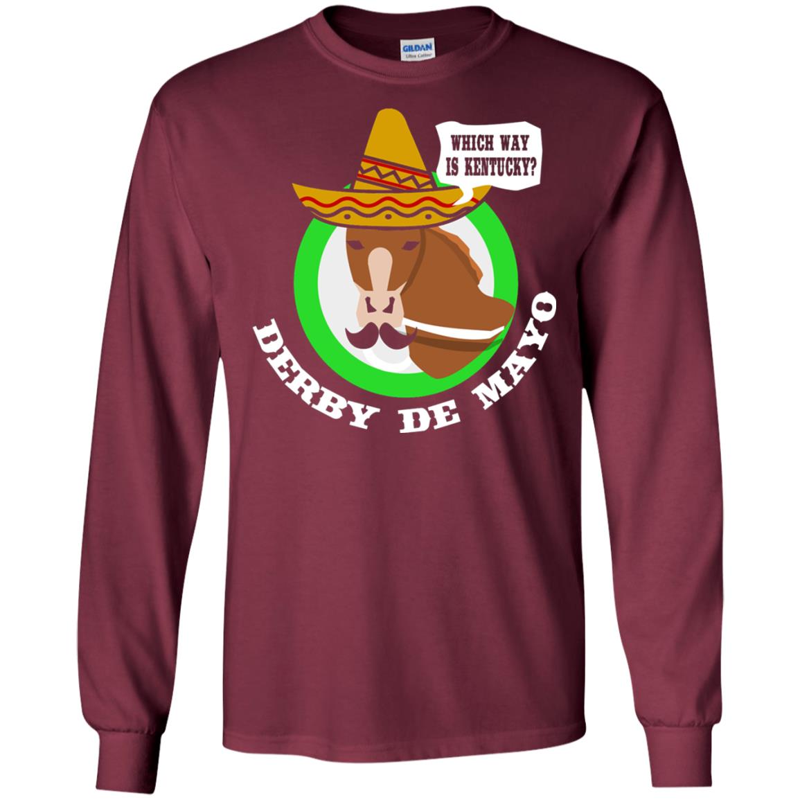Derby De Mayo Kentucky Sombrero Mexican Horse Race T-shirt Maroon