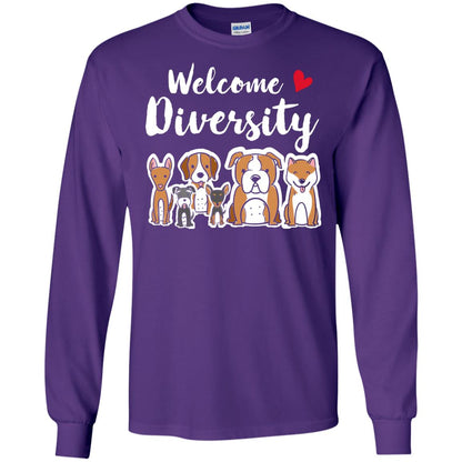 Dog Lover T-shirt Welcome Diversity Purple