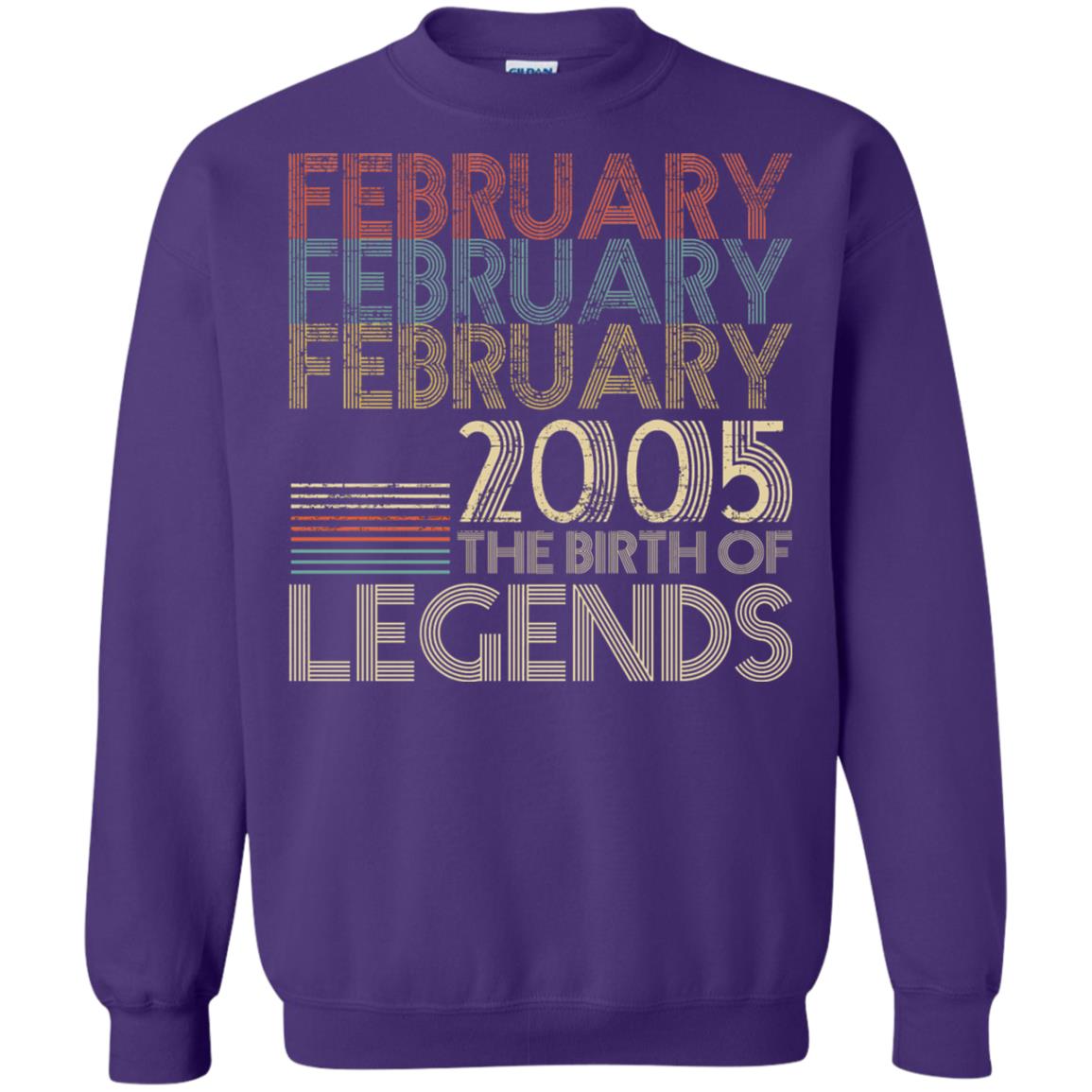 February Retro Classic Vintage 2005 The Birth Of Legends 13th Birthday T-shirt Purple