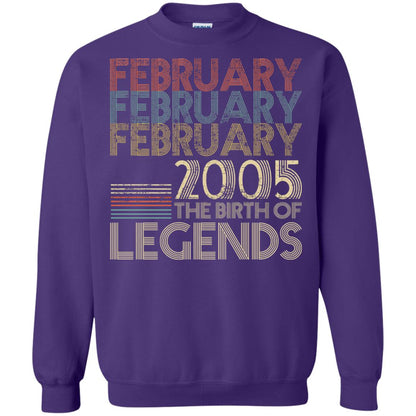 February Retro Classic Vintage 2005 The Birth Of Legends 13th Birthday T-shirt Purple