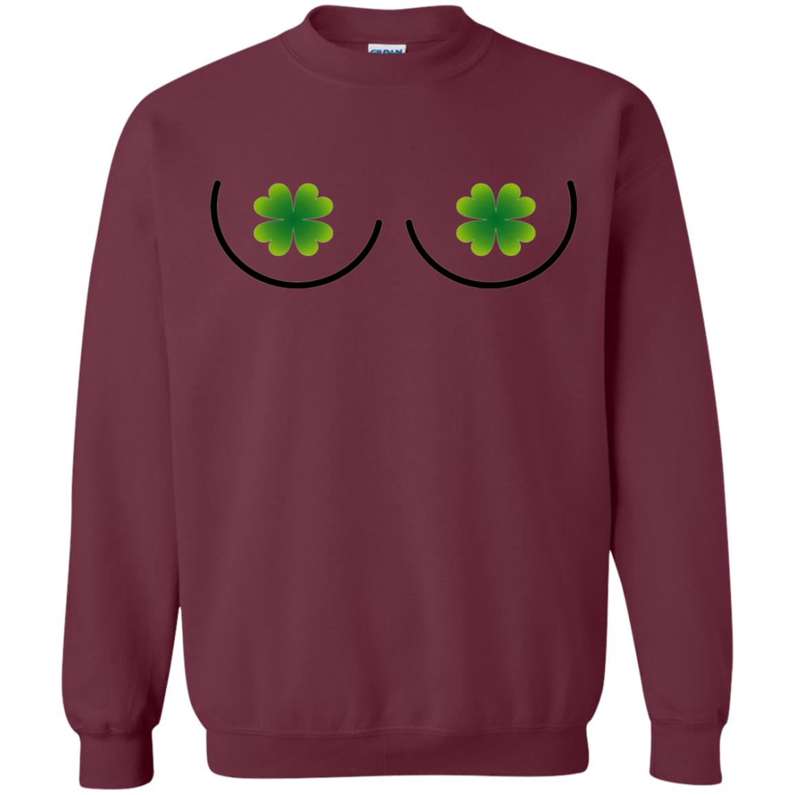 Irish Shamrock Boobs St. Patrick_s Day T-shirt Maroon
