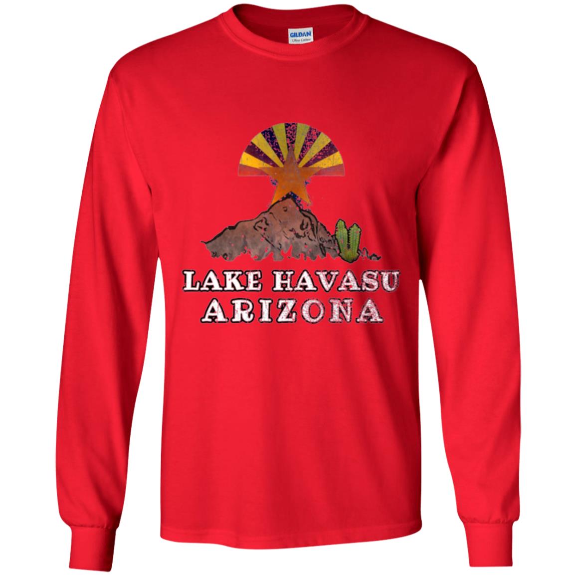 Lake Havasu Arizona T-shirt Flag Inspired Desert Scenery Red