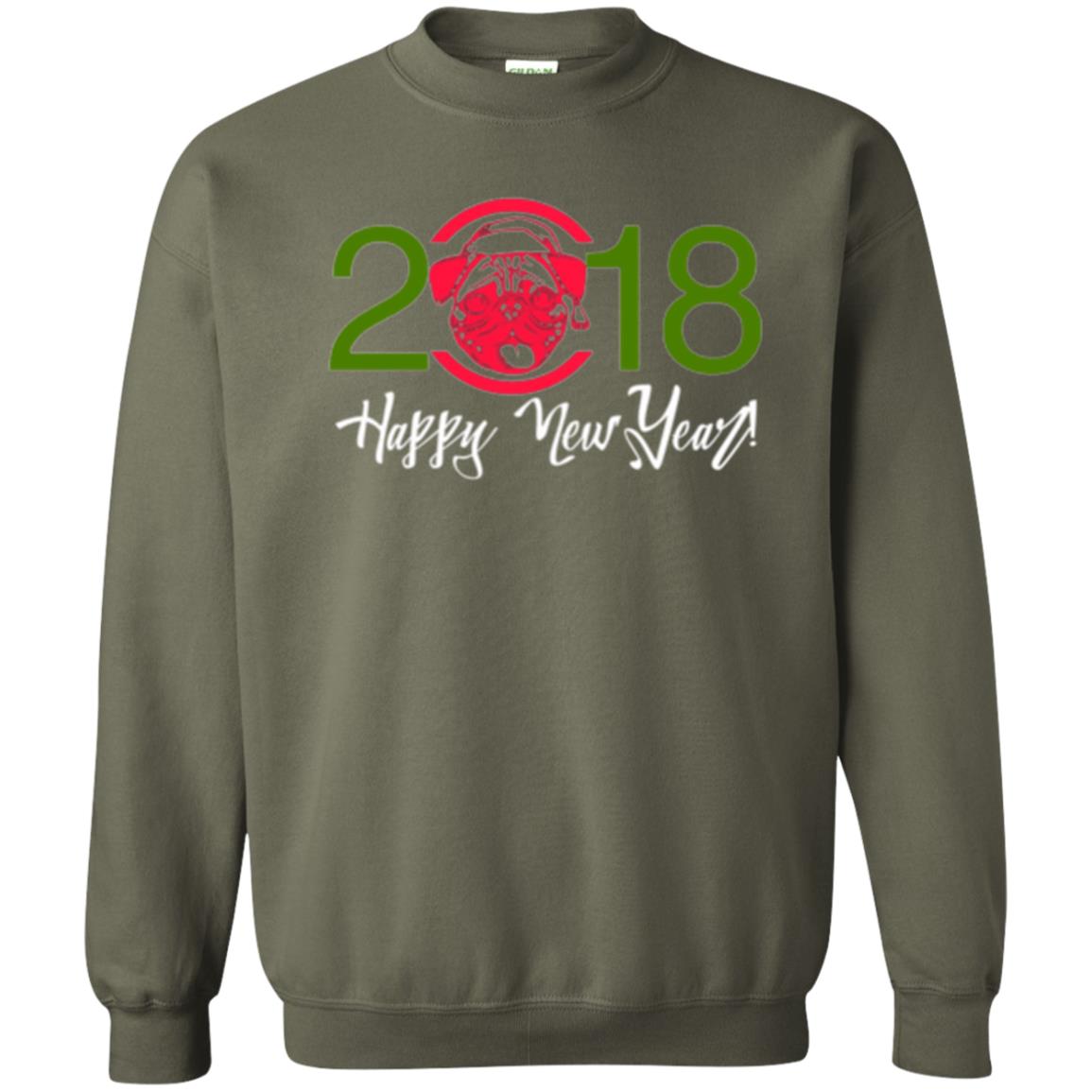 Dog Lovers T-shirt Happy New Year 2018 Military Green