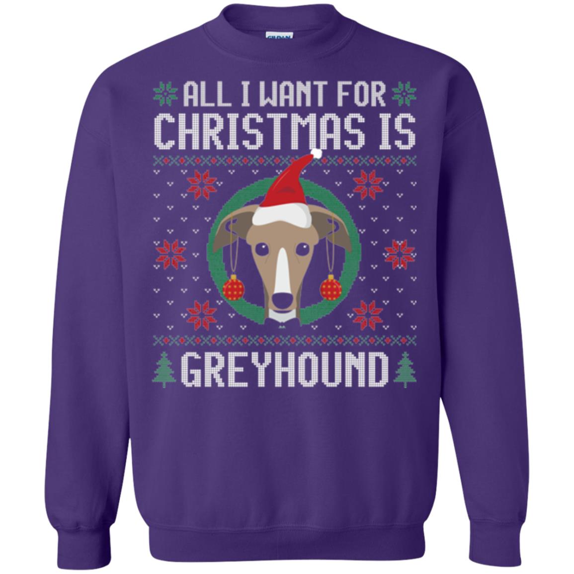 Chirstmas T-shirt All I Want For Christmas Is Greyhound Purple