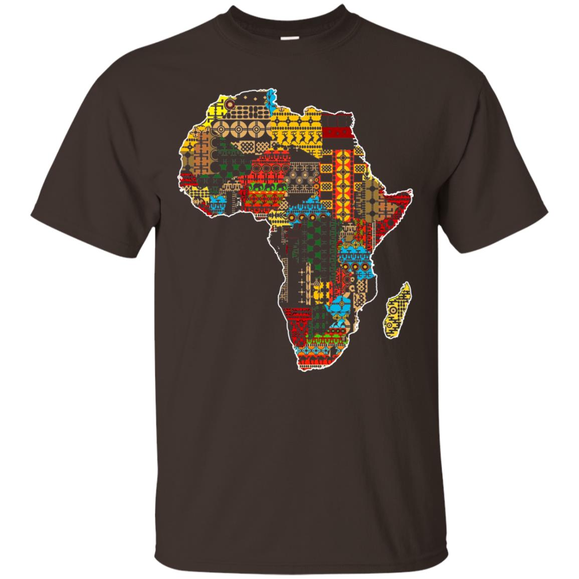 African Pride Traditional Ethnic Pattern Africa Map Shirt Dark Chocolate