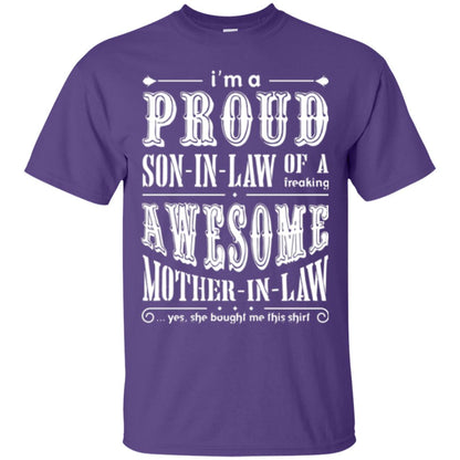Son In Law T-shirt Of A Freaking Awesome Mother In Law Purple