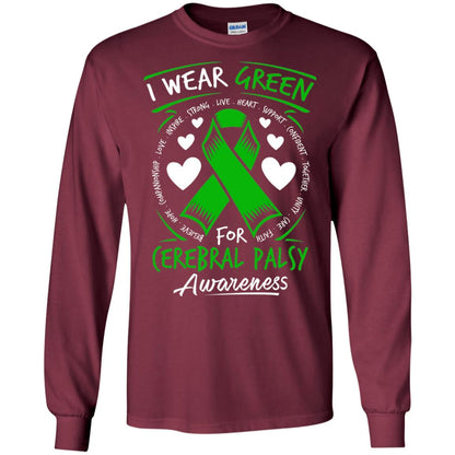 Cerebral Palsy Awareness T-shirt I Wear Green Maroon