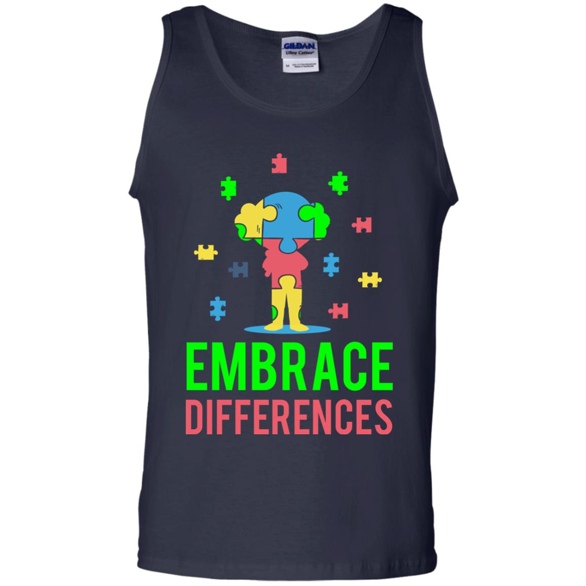 Autism Awareness T-shirt Embrace Differences Navy