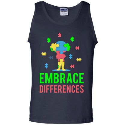 Autism Awareness T-shirt Embrace Differences Navy