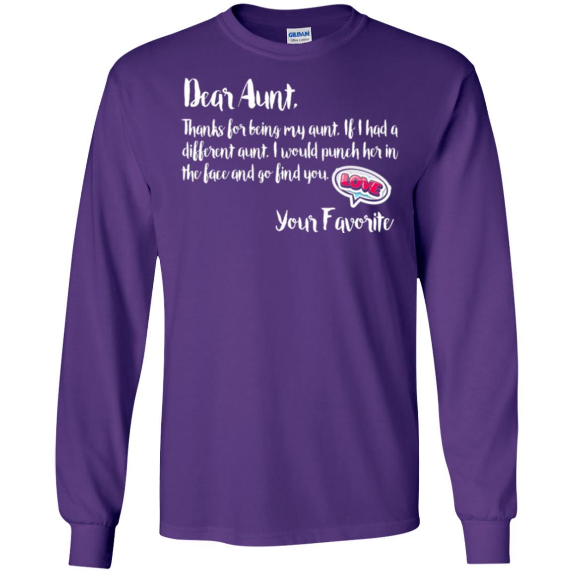 Family T-shirt Dear Aunt Thanks For Being My Aunt Purple