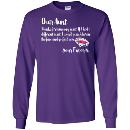Family T-shirt Dear Aunt Thanks For Being My Aunt Purple
