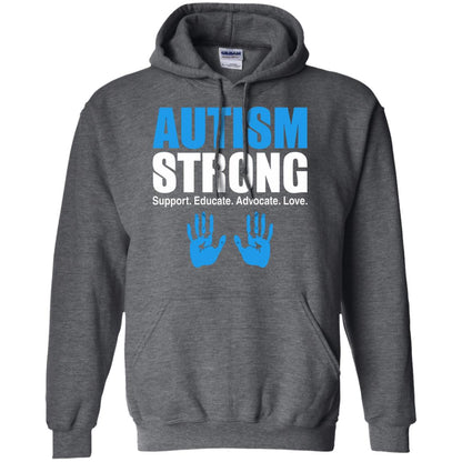 Autism Strong Support Educate Advocate Love T-shirt Dark Heather
